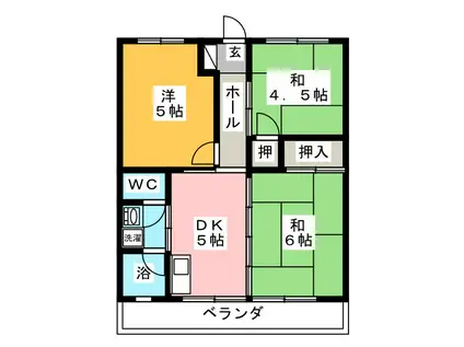 ライオンズマンション(3DK/2階)の間取り写真