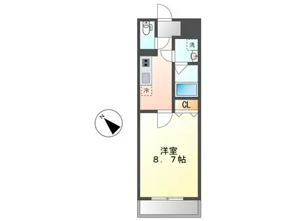 セントフォース呼続北棟(1K/3階)の間取り写真