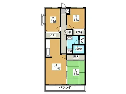 アパルトマン上松(3LDK/3階)の間取り写真