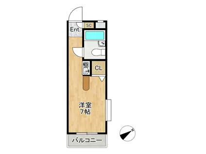 アーガスヒルズ63(ワンルーム/3階)の間取り写真