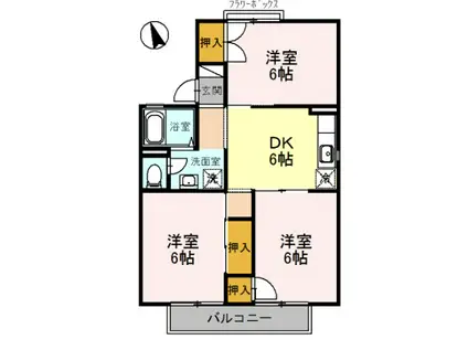 東山ハイツB棟(3DK/1階)の間取り写真