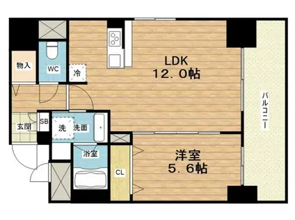 HISTOIRE玉造(1LDK/6階)の間取り写真