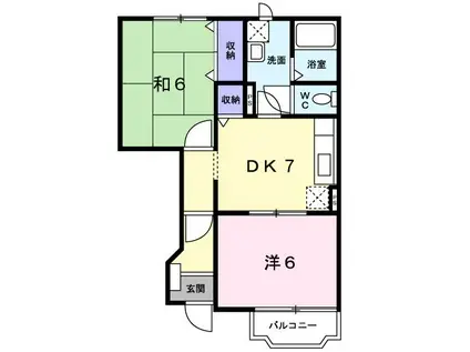 オリオンB(2DK/1階)の間取り写真