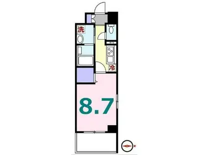 コージーコート ザ ヨコハマ(1K/1階)の間取り写真