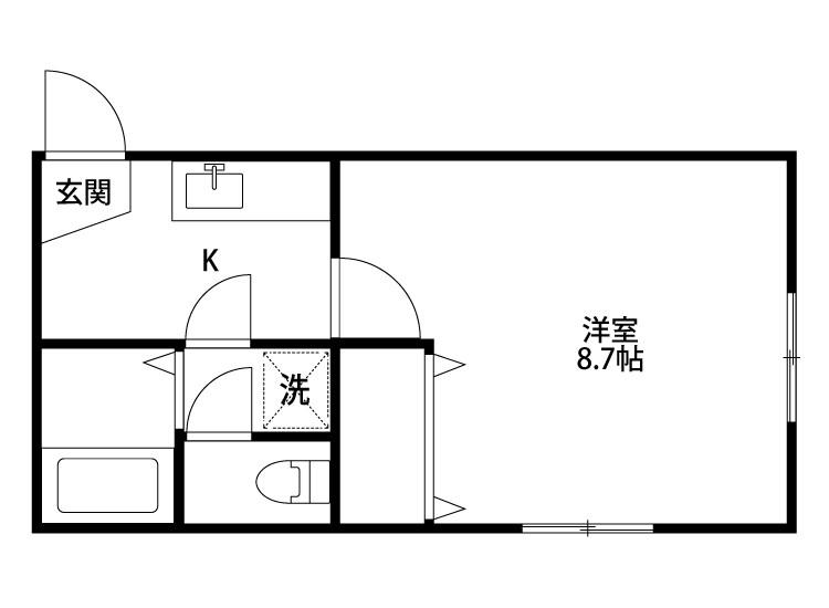 クレセントシエル(1K/1階)の間取り写真