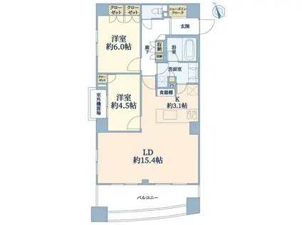 グランプレオ武蔵野(2LDK/5階)の間取り写真
