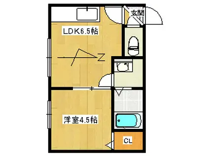 エルムN23 A(1LDK/2階)の間取り写真