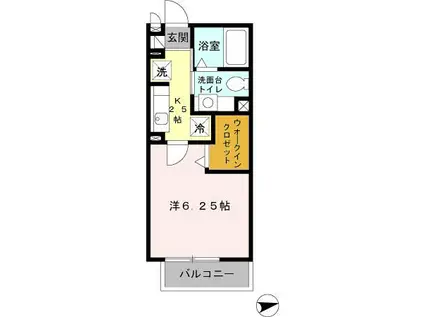 グランモア柳川AB B(1K/2階)の間取り写真