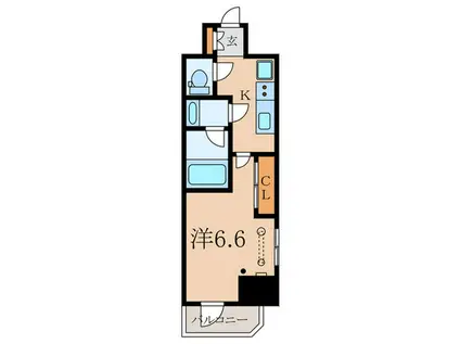 VIEQU BRIGHT KOMAGOME(1K/11階)の間取り写真