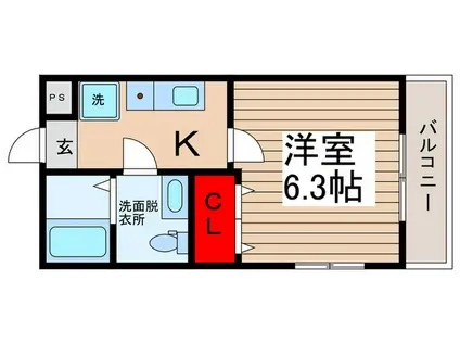 プランドール北柏(1K/3階)の間取り写真