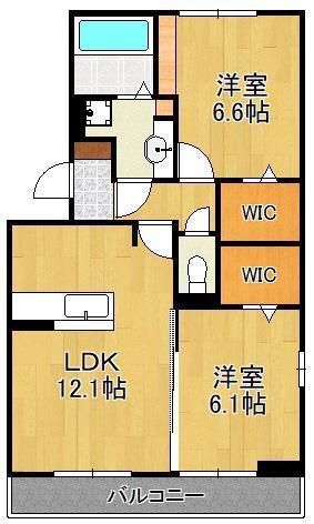 トレス下富野(2LDK/2階)の間取り写真