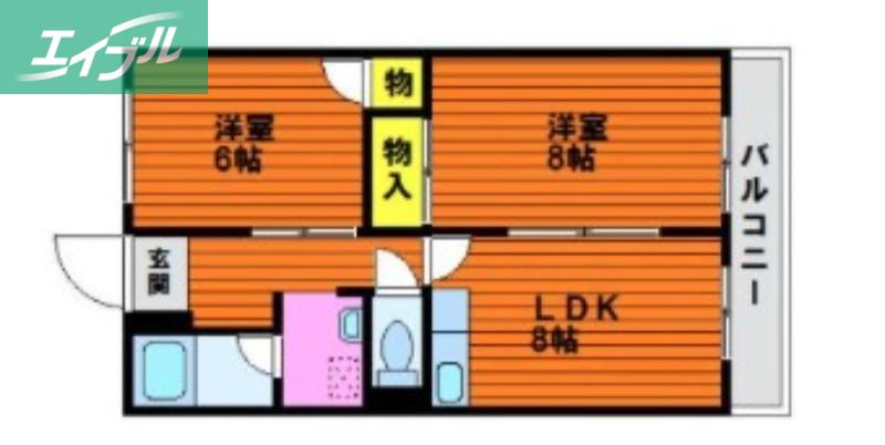カウル十日市(2LDK/10階)の間取り写真