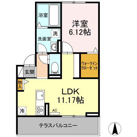 ASTRO宮浦(1LDK/1階)の間取り写真
