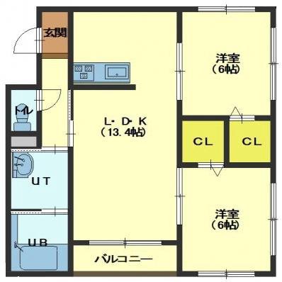 NEW PIAZZA(2LDK/2階)の間取り写真