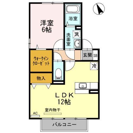 東一宮グリーンハイツIIB棟(1LDK/2階)の間取り写真