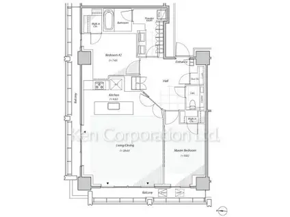 リビオレジデンス西麻布(2LDK/23階)の間取り写真