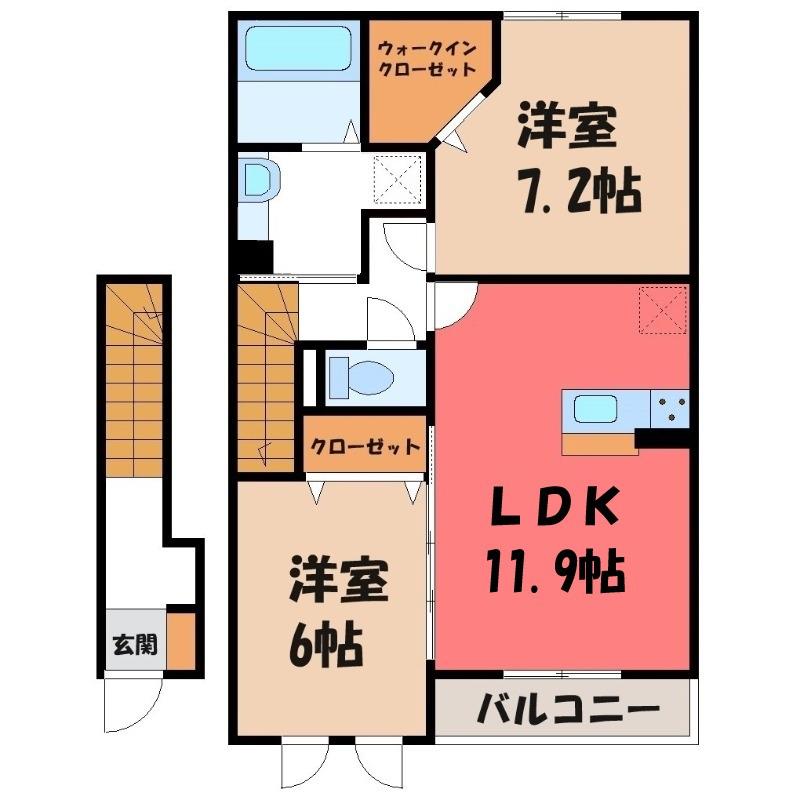 フローラハウス(2LDK/2階)の間取り写真