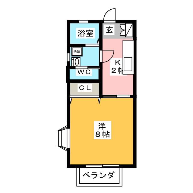 ウイル一番館(1K/2階)の間取り写真
