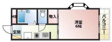 西明石ハイツ(1K/3階)の間取り写真