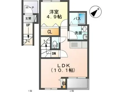 パートリア15(1LDK/2階)の間取り写真