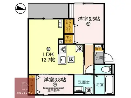 グランドール垂水(2LDK/3階)の間取り写真