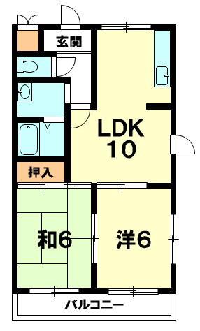 西田ハイツ(2LDK/1階)の間取り写真