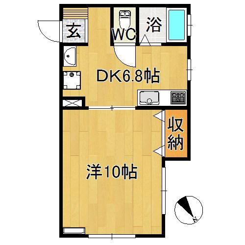 ドルチェ俵元(1DK/1階)の間取り写真