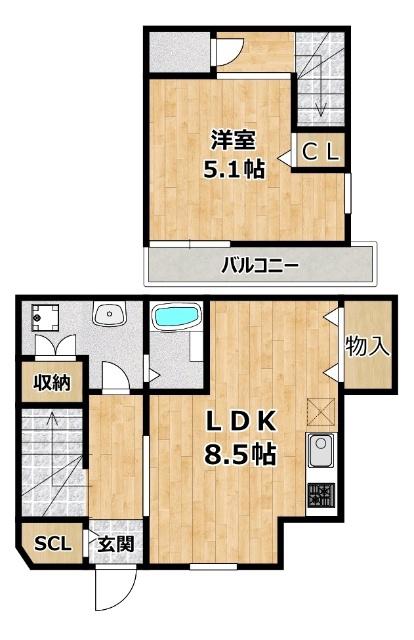 ROYAL RESIDENCE 大和田パークフロント(1LDK/1階)の間取り写真