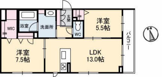 メゾン デ ルポ英(2LDK/2階)の間取り写真