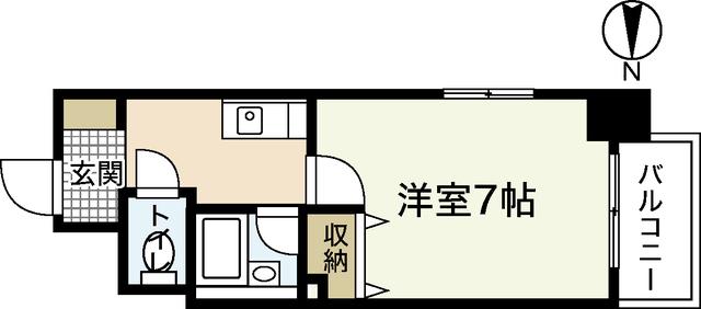 エスパシオ十日市(1K/2階)の間取り写真