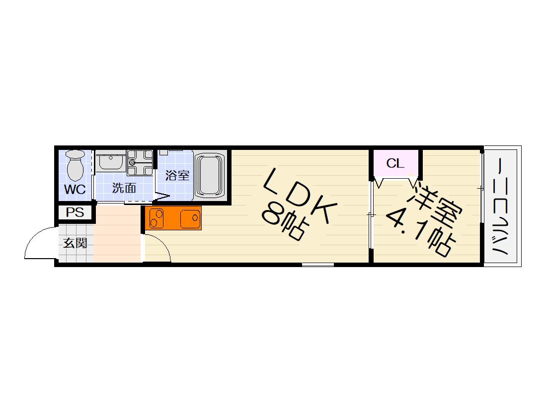 KS ノース PLASE(1LDK/1階)の間取り写真