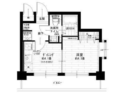 サンレイ白楽(1DK/6階)の間取り写真