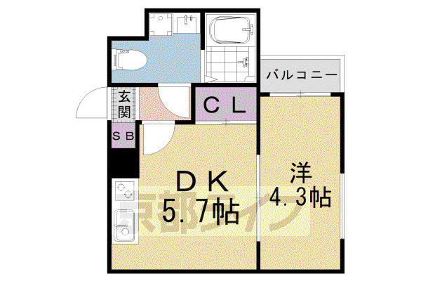 THE GARNET SUITE RESIDENCE山科ウエスト(1DK/1階)の間取り写真