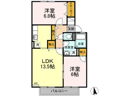 ピュアメゾン A棟(2LDK/1階)の間取り写真