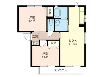 ソレイユ浜田弐番館(2LDK/2階)の間取り写真