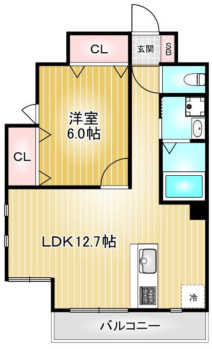STAR HEIGHTS(1LDK/10階)の間取り写真