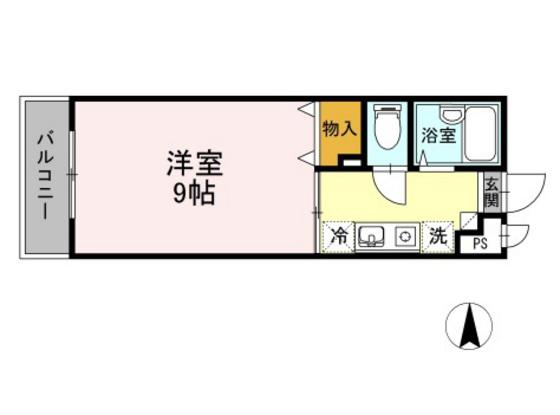 森ビル(1K/4階)の間取り写真