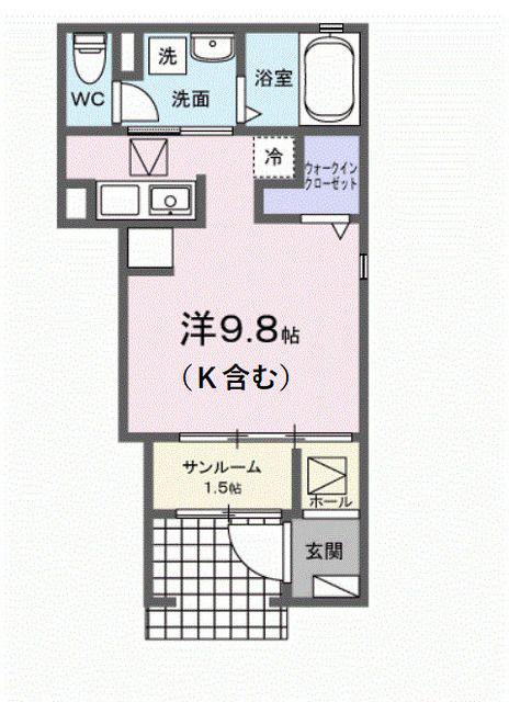 S・GVII(ワンルーム/1階)の間取り写真