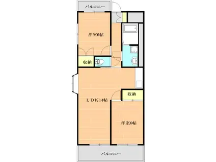 エメラルドドエル(2LDK/4階)の間取り写真