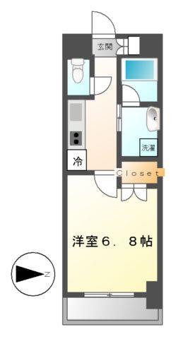 レジディア鶴舞(1K/12階)の間取り写真
