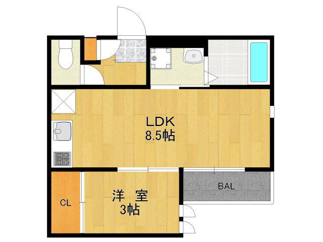 GRANDTIC LAULEA 小林(1LDK/1階)の間取り写真