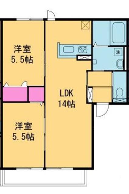 ハイムオランジュ(2LDK/1階)の間取り写真