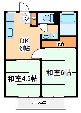 ハイツドリームB(2DK/1階)の間取り写真