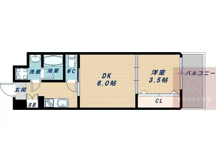 ファステート大阪マジョリティ(1DK/1階)の間取り写真