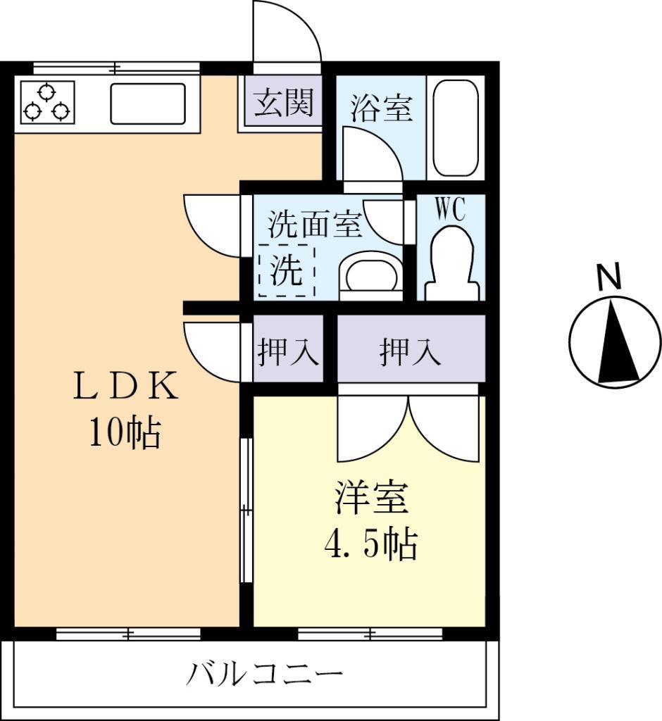 TTCハイツ豊明館 II(1LDK/2階)の間取り写真