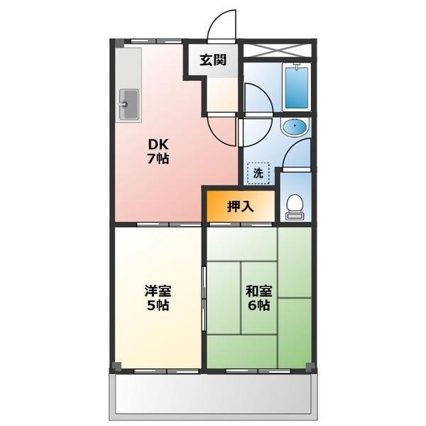 コンフォールL(2DK/2階)の間取り写真
