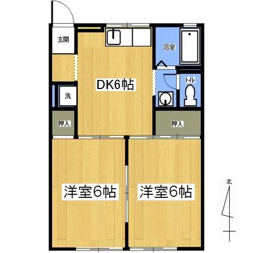 ピア・プランドール(2DK/2階)の間取り写真