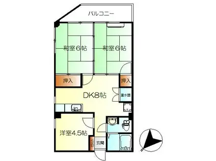 ワインハウス(3DK/2階)の間取り写真