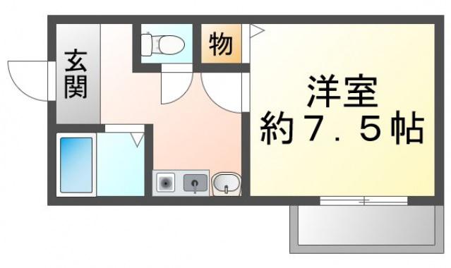 ヴォアーフィールド1(1K/2階)の間取り写真
