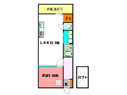 山田ビル(1LDK/4階)の間取り写真